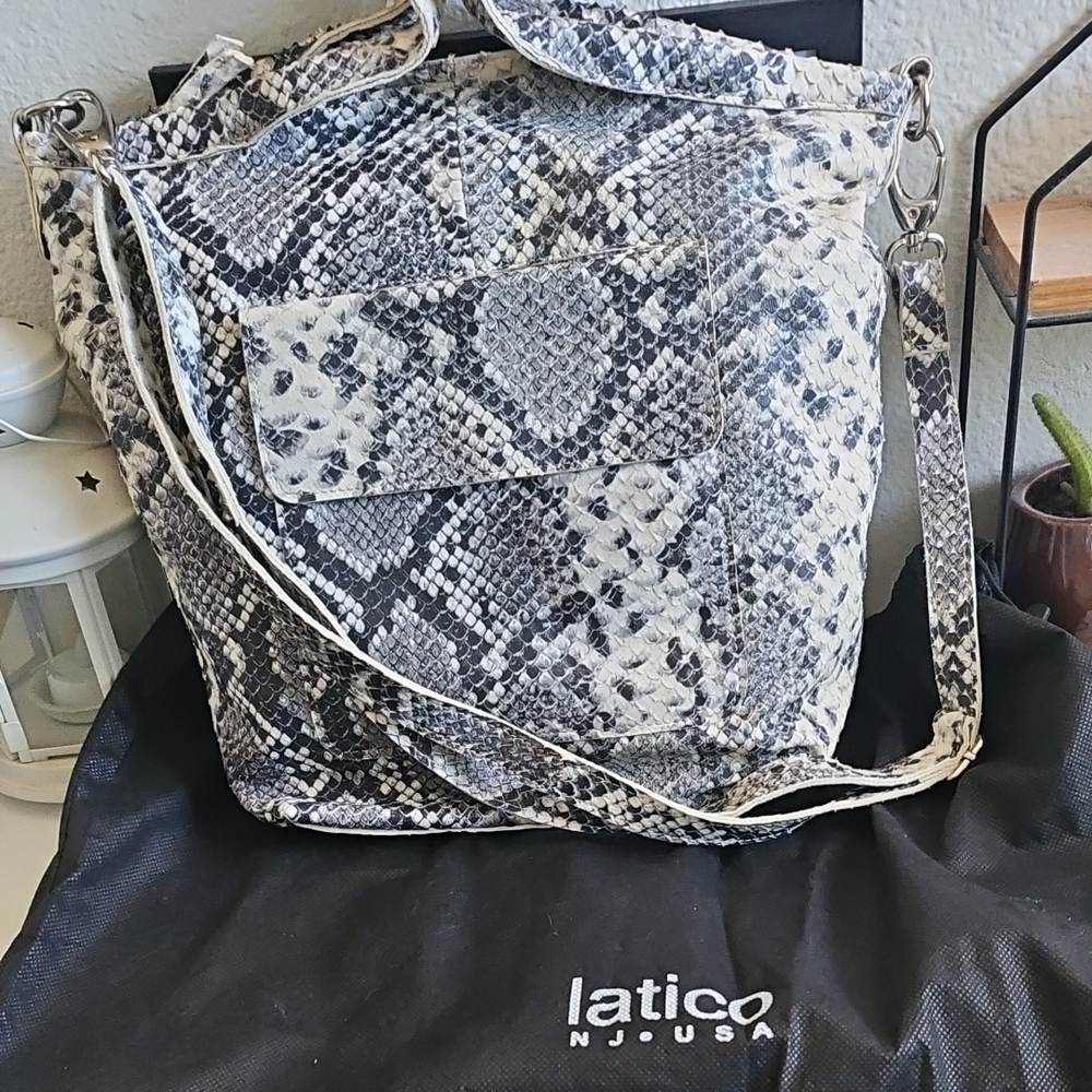 Latico Snakeskin Crossbody Tote